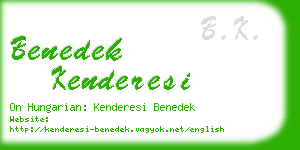 benedek kenderesi business card